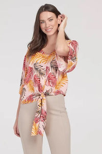 V-NECK LUREX BLOUSE WITH FRONT TIE